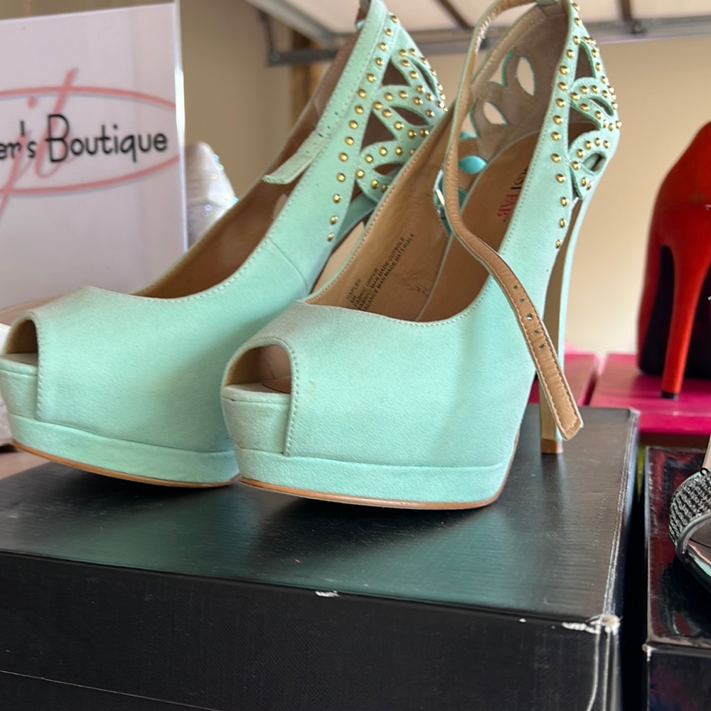 Mint green heels